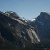 Views of North Dome and Half Dome from the Upper Yosemite Falls Trail.