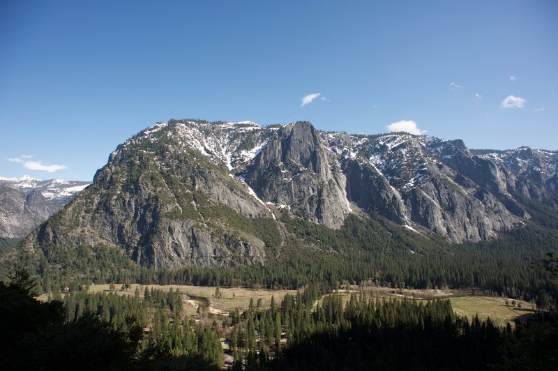 Looking across the Upper Yosemite Falls Trail and the valley to the South Rim.