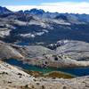 Spectacular High Sierra alpine view east of Ward Lake, Sadler Lake, the Ritter Range Minarets and Mammoth Mountain just over the ridge.