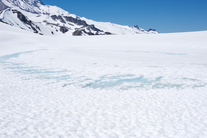 Frozen lake in July.