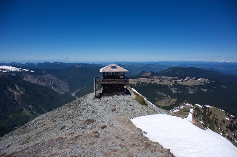 The lookout tower out on the end of the ridge. It's a great view of the Cascade Range and other surrounding mountains.