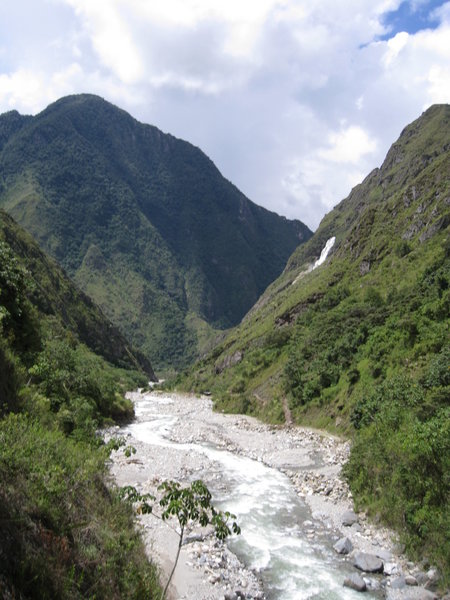 View from the bridge over the river on the way in to the train station.