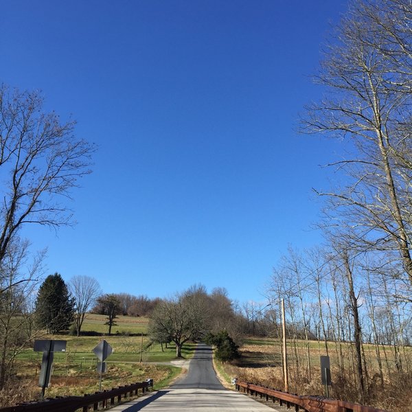 Harmonyville Road - the entrance to the Deep Woods Trail is just up this road and to the left.