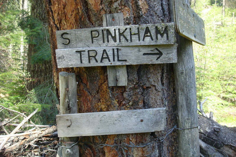 Sign at the end of Asotin Creek Trail and the bottom end of North Pinkham Trail.