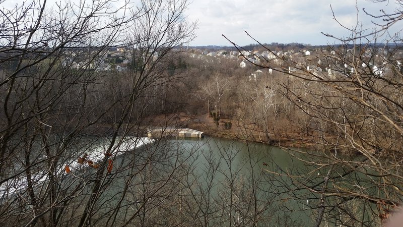 Looking over the Schuylkill River at Phoenixville, PA from the ravines at the top of the Neal Thorpe Trail