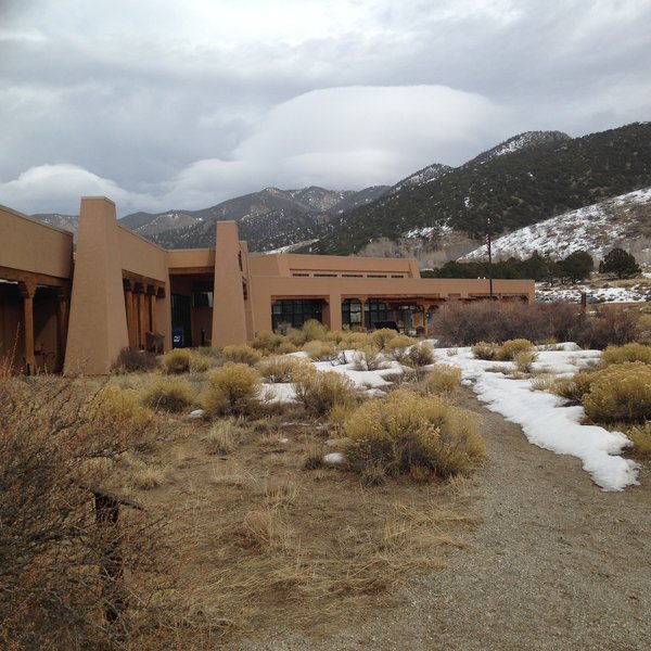 A cloudy day at the Great Sand Dunes Visitor Center.