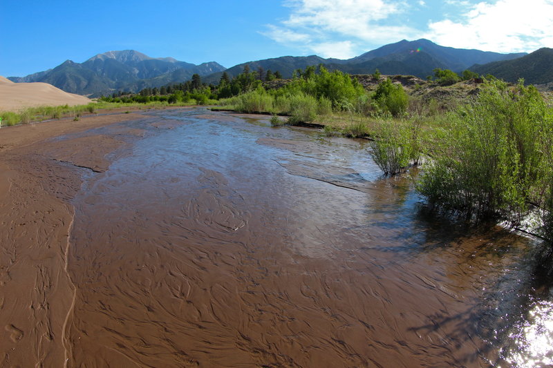 Views of Medano creek from the Sand Pit Trail.