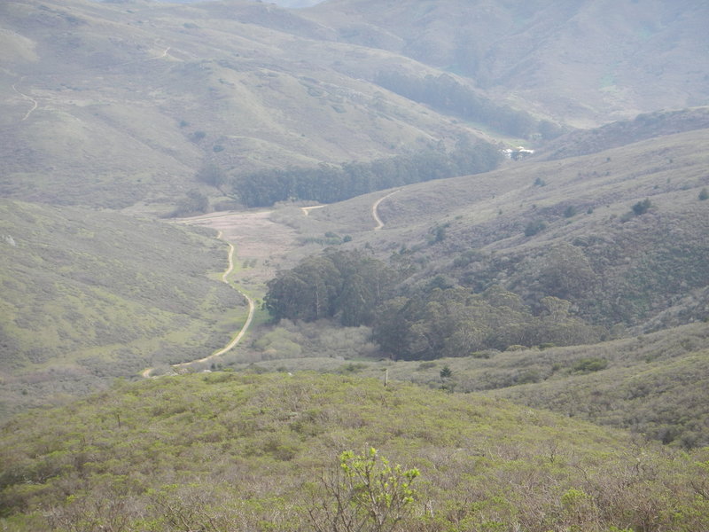 Hiking toward  the Miwok connection looking down into the Haypress Camp.