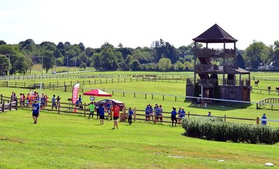 Start/Finish line of Ragnor Red Run 5k Steeplechase.
