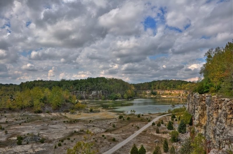 This is a view from the Rim Trail out over the quarry.