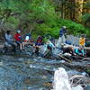 The group, re-fueling on Hoh River Trail.