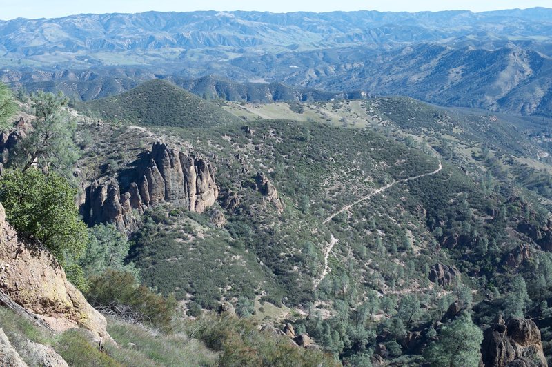 A view of the Condor Gulch Trail from the High Peaks Trail.