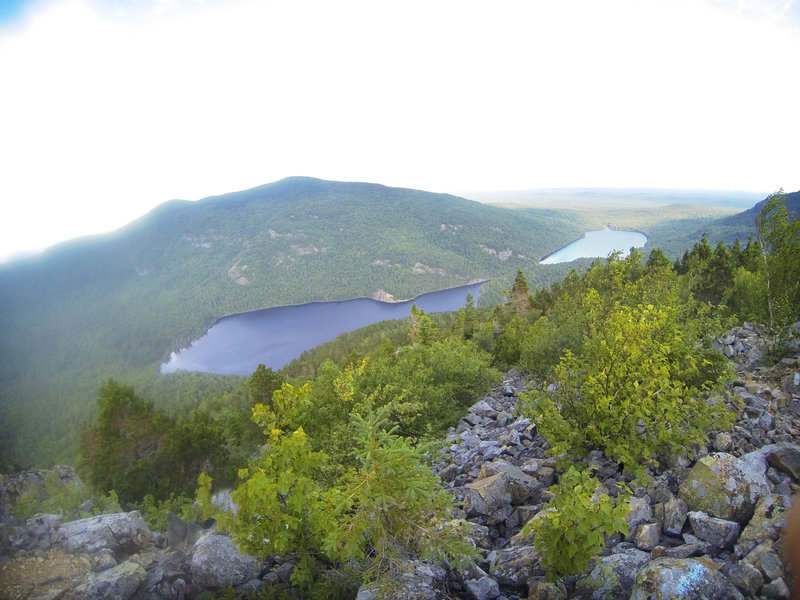 Looking down at the ponds from close to treeline on the Center Ridge Trail.