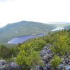 Looking down at the ponds from close to treeline on the Center Ridge Trail.