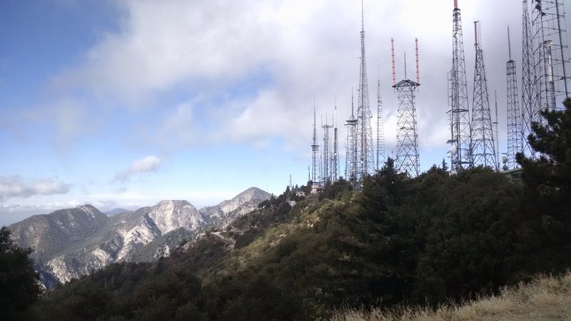 Looking at Mt. Wilson Radio Towers from the Mt. Wilson Trail Junction.