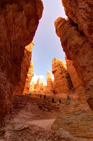 Visitors admire Wall Street at Bryce Canyon.