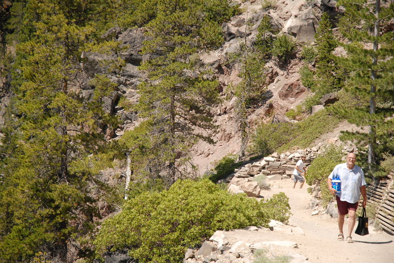 Heading up from a quick dip in the lake!