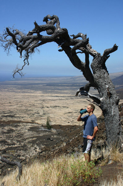 Staying hydrated on the Hilina Pali Trail (NPS photo by Jay Robinson).