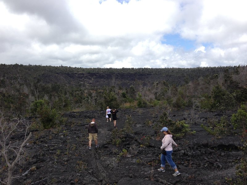 Tramping around the lava field.