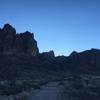 Superstition Mountains at the trailhead.