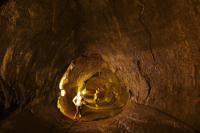 Inside the huge Thurston Lava Tube.