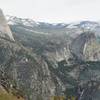 Half Dome takes on a different character as you hike along the Panorama Trail.  Vernal Falls and Nevada Falls can be seen on the right side of the photo, although they are trickles this time of year.