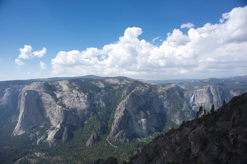 El Capitan, the Three Brothers, and Yosemite Falls from Taft Point.