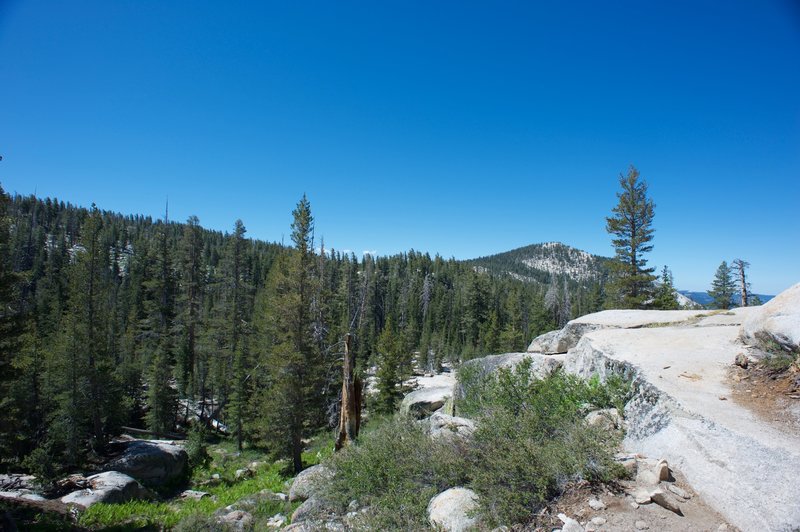 Working your way towards Clouds Rest, the trail descends into this little valley.