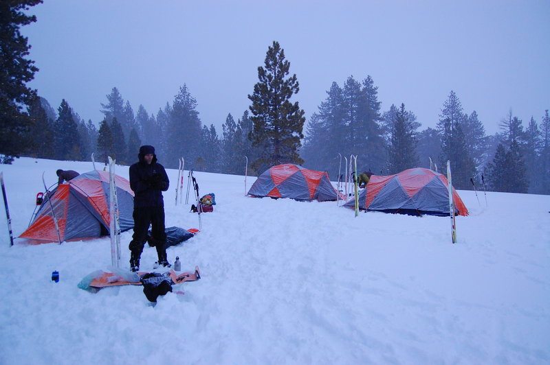 Winter camping at Lassen Volcanic National Park.
