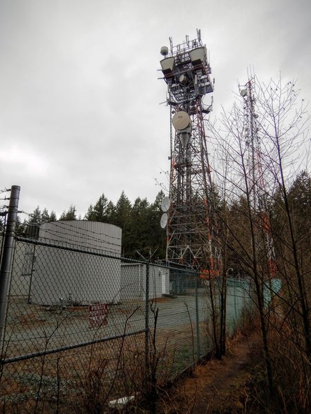 The cell tower at the top of the hill.