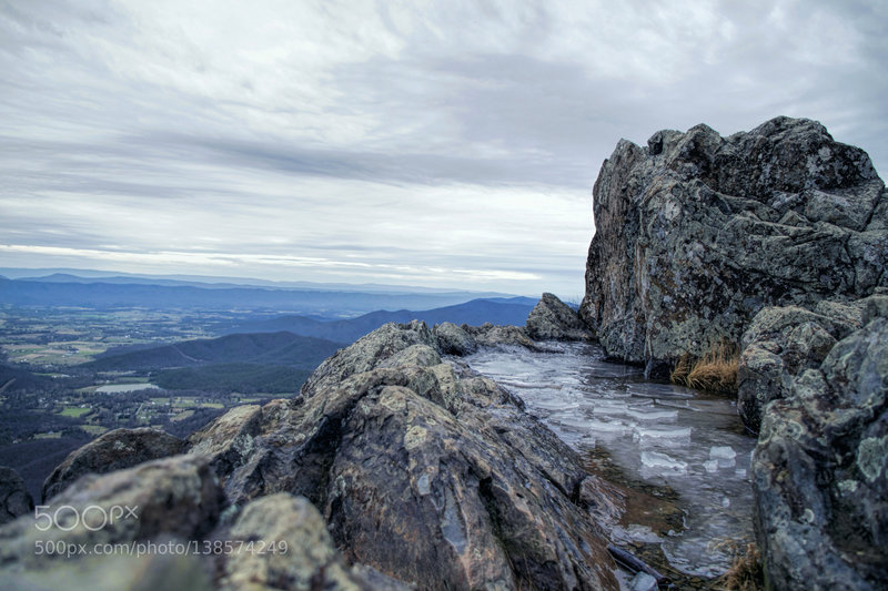 Ice on the rocks near Skyline Drive on the AT.