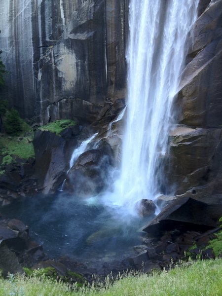 Majestic Vernal Falls crashing on the rocks below creating the mist of namesake  "Mist Trail."