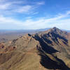 The view north from North Franklin Ridgeline. Beyond the Franklin Mountains in the foreground are the Organs, just east of Las Cruces. The Robledo range is visible in the distance. Views from here can reach for over a hundred miles.