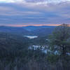 Grindstone Lake and the Ruidoso Valley just before dawn. Alfred Hale Connector is the perfect spot to watch the sun rise over the mountains.