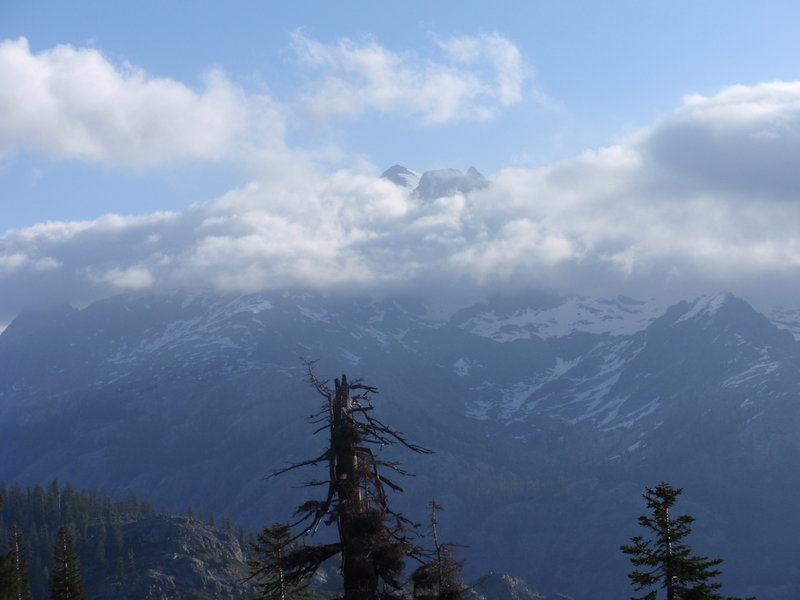 Watching the clouds settle over the peak from the Stevenson Trail.