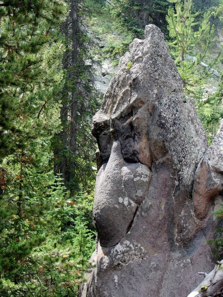 Turtle Rock - the site of the 1908 stagecoach holdup, the largest in history. The bandit, who was never caught, robbed 17 stagecoaches, one after the other, taking more than $2,000 from 174 Yellowstone tourists.