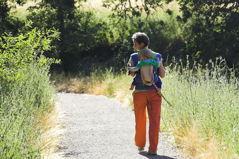 Hiking along the Paseo del Roble Trail in Arastradero Preserve.