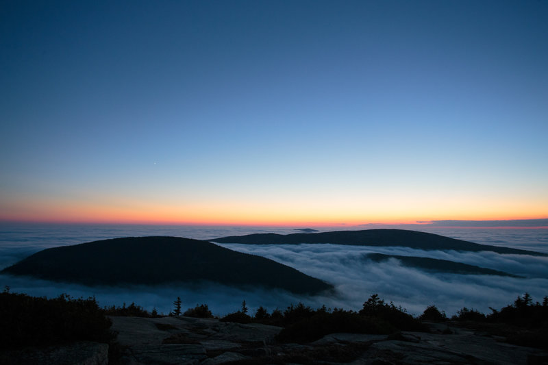 Acadia National Park after the sunset.