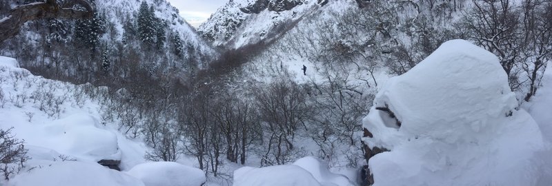 Going back down Bair Canyon in the winter