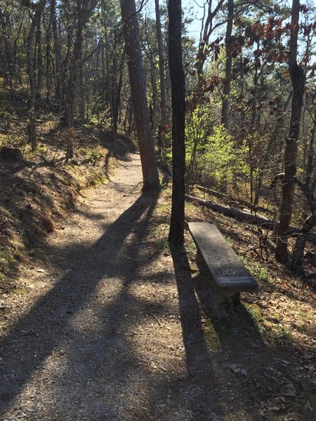 There are several places along the trail to stop and take a break.