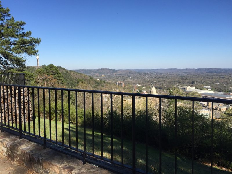 At the trails halfway point you are at the top. There is a great area to view downtown Hot Springs and a place to take a break.