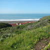 Above the lagoon and beach.