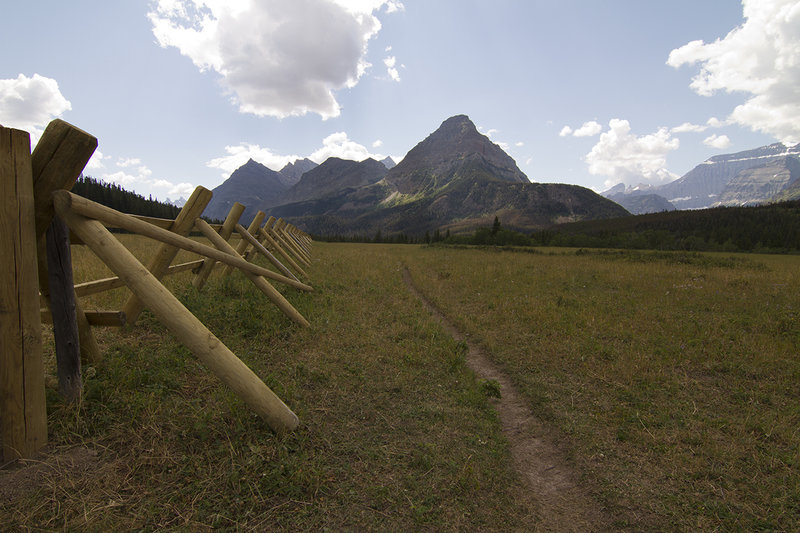 View from Belly River Ranger Station corrals south towards Cosley Ridge.