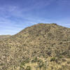 Peering back towards the north at the Wild Burro Loop Trail carved out of the hillside.