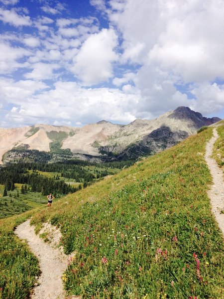 Climbing up one of the last switchbacks up to the high point of the day