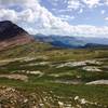 View from the top of the pass (high point) down to where you'll be heading.