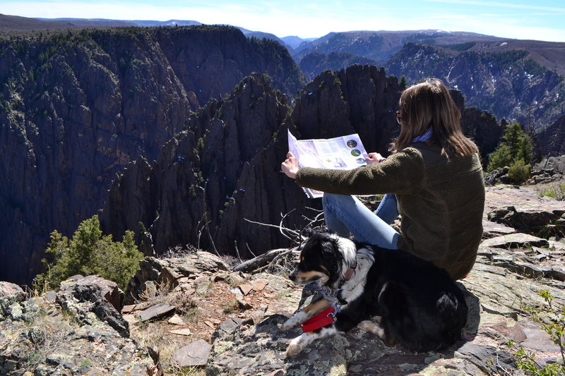 Kmeg and Millie hanging out on the rim of the Black Canyon of Gunnison.