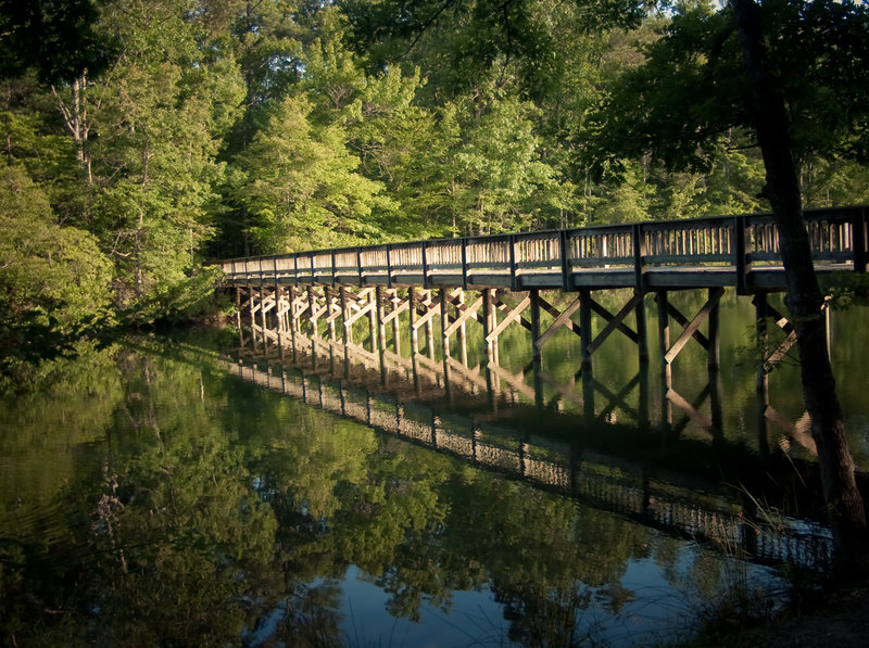 The scenic bridge at sunset.