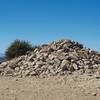 Rock pile created by hikers at the top of Ryan Mountain.