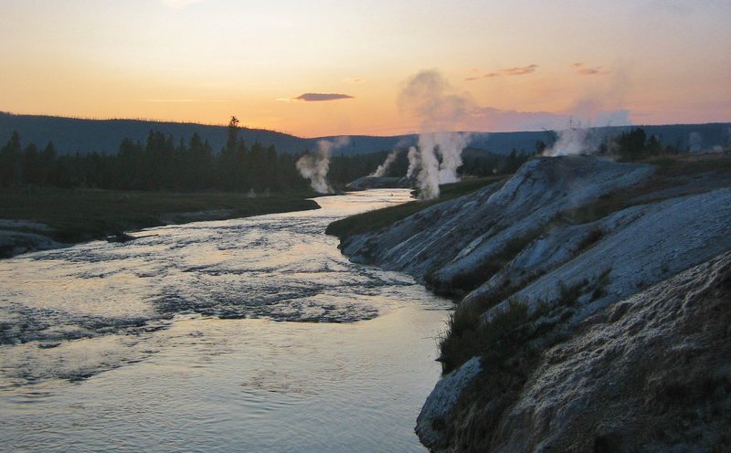 Firehole River at sunset.